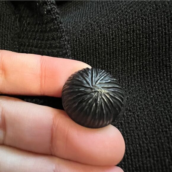 VINTAGE Kimberly 50s 60s Black 100% Pure Wool 3/4 Sleeves Boxy Cardigan M - Picture 5 of 10